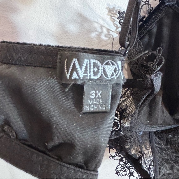 DOLLS KILL Sz 3X Widow Black Lace Velvet Bralette Goth Punk Adjustable Straps - Picture 10 of 11